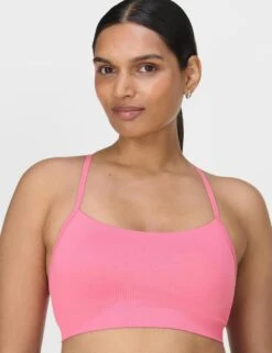 Sweaty Betty Spirit Restored Yoga Bra - Lollipop Pink -The Sports Edit Store sweaty betty spirit restored yoga bra lollipop pink sb9610 5