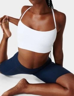 Sweaty Betty Spirit Restored Yoga Bra - White 8 Sweaty Betty Spirit Restored Yoga Bra - White -The Sports Edit Store sweaty betty spirit restored yoga bra white sb8402 3