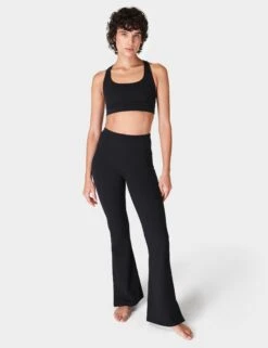Sweaty Betty Super Soft Flare Yoga Trousers - Black -The Sports Edit Store sweaty betty super soft flare yoga trousers black sb8270s 5