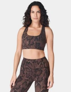 Sweaty Betty Super Soft Reversible Bra - Brown Python Print/Cacao Brown