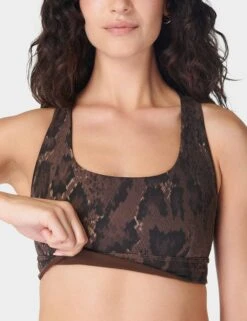Sweaty Betty Super Soft Reversible Bra - Brown Python Print/Cacao Brown 15 Sweaty Betty Super Soft Reversible Bra - Brown Python Print/Cacao Brown -The Sports Edit Store sweaty betty super soft reversible bra brown python print brown sb8779a 5