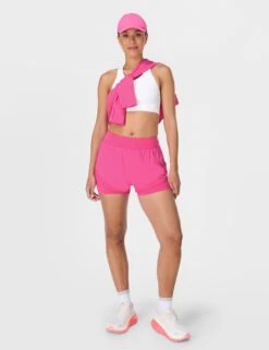Sweaty Betty Tempo Run Shorts - Fuchsia Pink -The Sports Edit Store sweaty betty tempo run shorts fuchsia pink sb8828 3