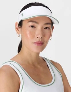 Sweaty Betty The Volley Visor - White/Courtside Green -The Sports Edit Store sweaty betty the volley visor white courtsidegreen sb10225 3