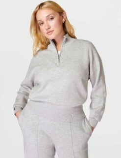 Sweaty Betty Timeless Track Top - Light Grey Marl