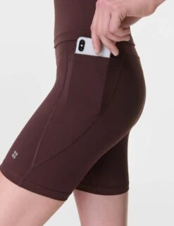 Sweaty Betty The Ultimate Studio Set - Sable Brown -The Sports Edit Store sweaty betty ultimate studio 6in shorts sable brown sb10173r 4 1