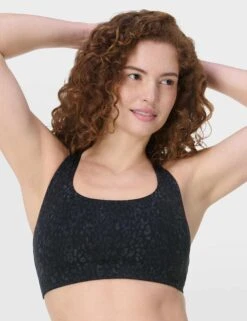Sweaty Betty Ultimate Studio Racerback Bra - Black Panther Print -The Sports Edit Store sweaty betty ultimate studio racerback bra black panther print sb10034a 3