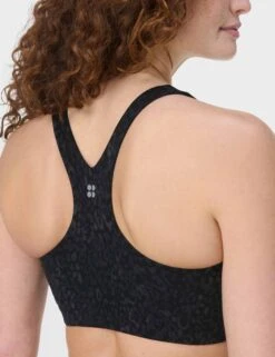 Sweaty Betty Ultimate Studio Racerback Bra - Black Panther Print -The Sports Edit Store sweaty betty ultimate studio racerback bra black panther print sb10034a 4