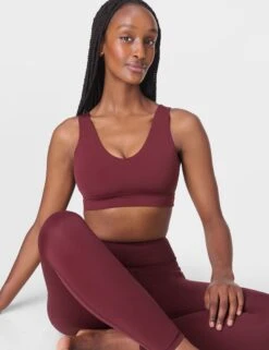 Sweaty Betty Ultimate Studio Voop Bra - Garnet Red -The Sports Edit Store sweaty betty ultimate studio voop bra garnet red sb10037 6
