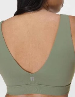 Sweaty Betty Ultimate Studio Voop Bra - Willow Green -The Sports Edit Store sweaty betty ultimate studio voop bra willow green sb10037 4