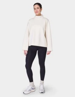 Sweaty Betty Wind Down Funnel Neck Sweatshirt - White Marl -The Sports Edit Store sweaty betty wind down funnel neck sweatshirt white marl sb10025b 4