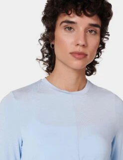 Sweaty Betty Wrap Front Long Sleeve Top - Breeze Blue -The Sports Edit Store sweaty betty wrap front long sleeve top breeze blue sb9464 5