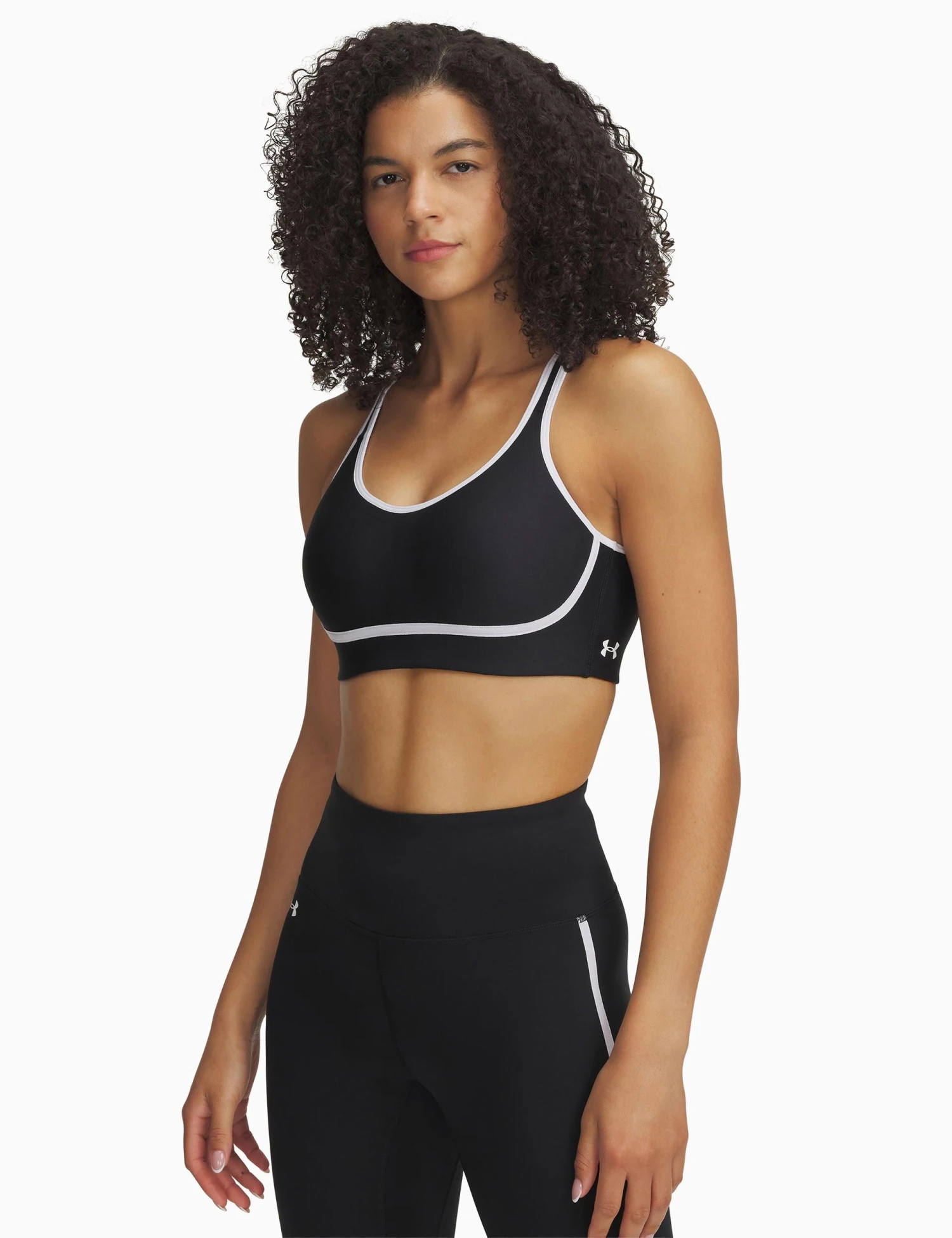 Under Armour Infinity Mid Piped Sports Bra - Black/White 3 Under Armour Infinity Mid Piped Sports Bra - Black/White