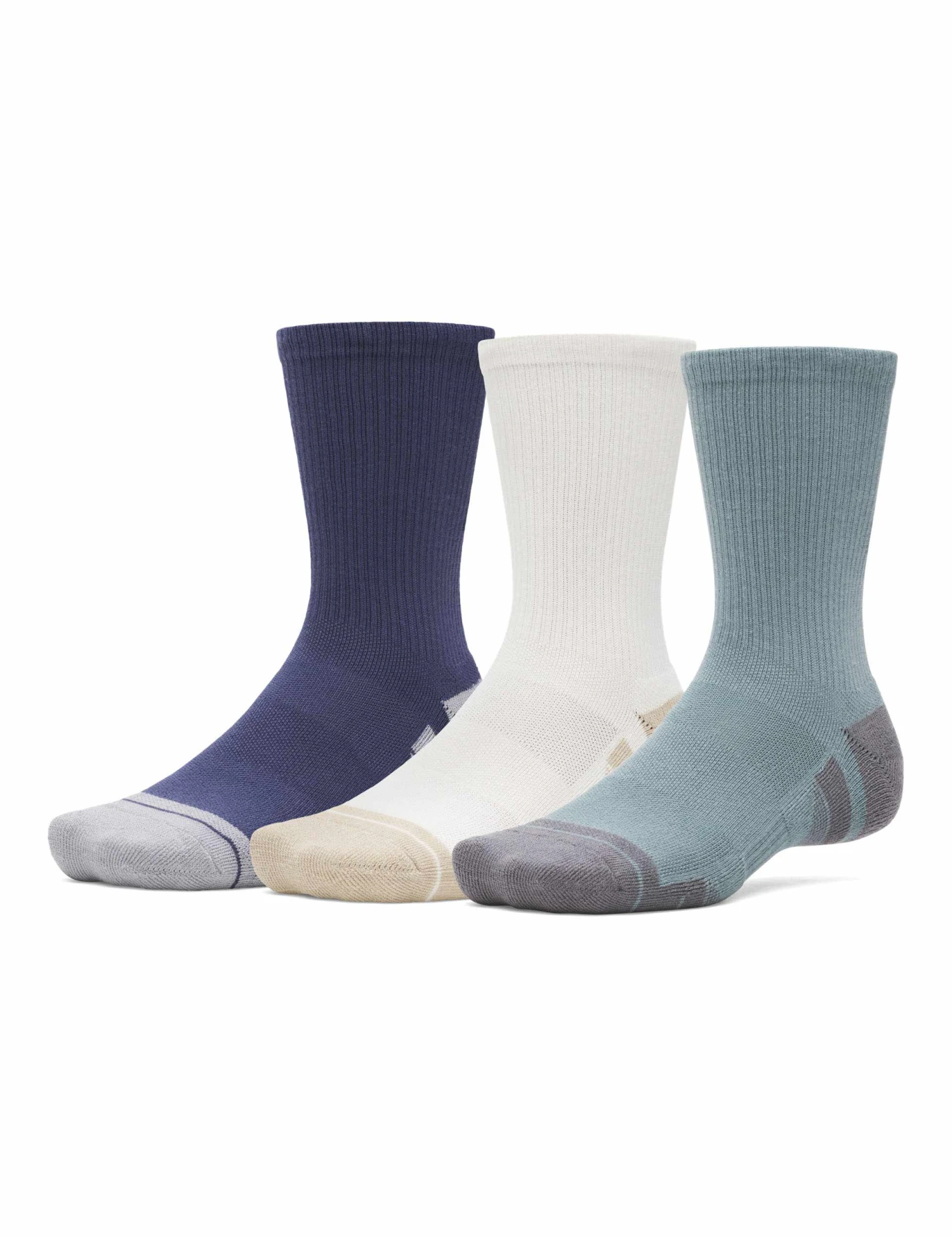 Under Armour Performance Tech Crew Socks - 3-Pack (Jasper Blue/Summit White/Castlerock) 3 Under Armour Performance Tech Crew Socks - 3-Pack (Jasper Blue/Summit White/Castlerock)