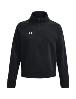 Under Armour Rival Fleece 1/2 Zip - Black/White -The Sports Edit Store under armour rival fleece 1 2 zip black white 1379492 001 6