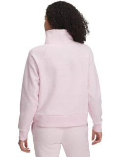 Under Armour Rival Fleece 1/2 Zip - Prime Pink/White -The Sports Edit Store under armour rival fleece 1 2 zip pink white 1379492 647 2