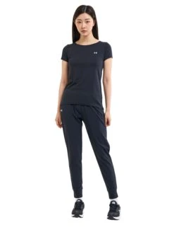 Under Armour Rival High-Rise Woven Pants - Black/White -The Sports Edit Store under armour rival high rise woven pants black white 1382727 001 6