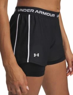 Under Armour Tech Play Up 2-in-1 Shorts - Black/White -The Sports Edit Store under armour tech play up 2 in 1 shorts black white 1389895 001 3