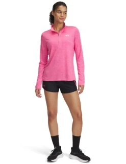 Under Armour UA Tech Play Up Shorts - Black/Super Pink -The Sports Edit Store under armour ua tech play up shorts black pink 1389882 003 1