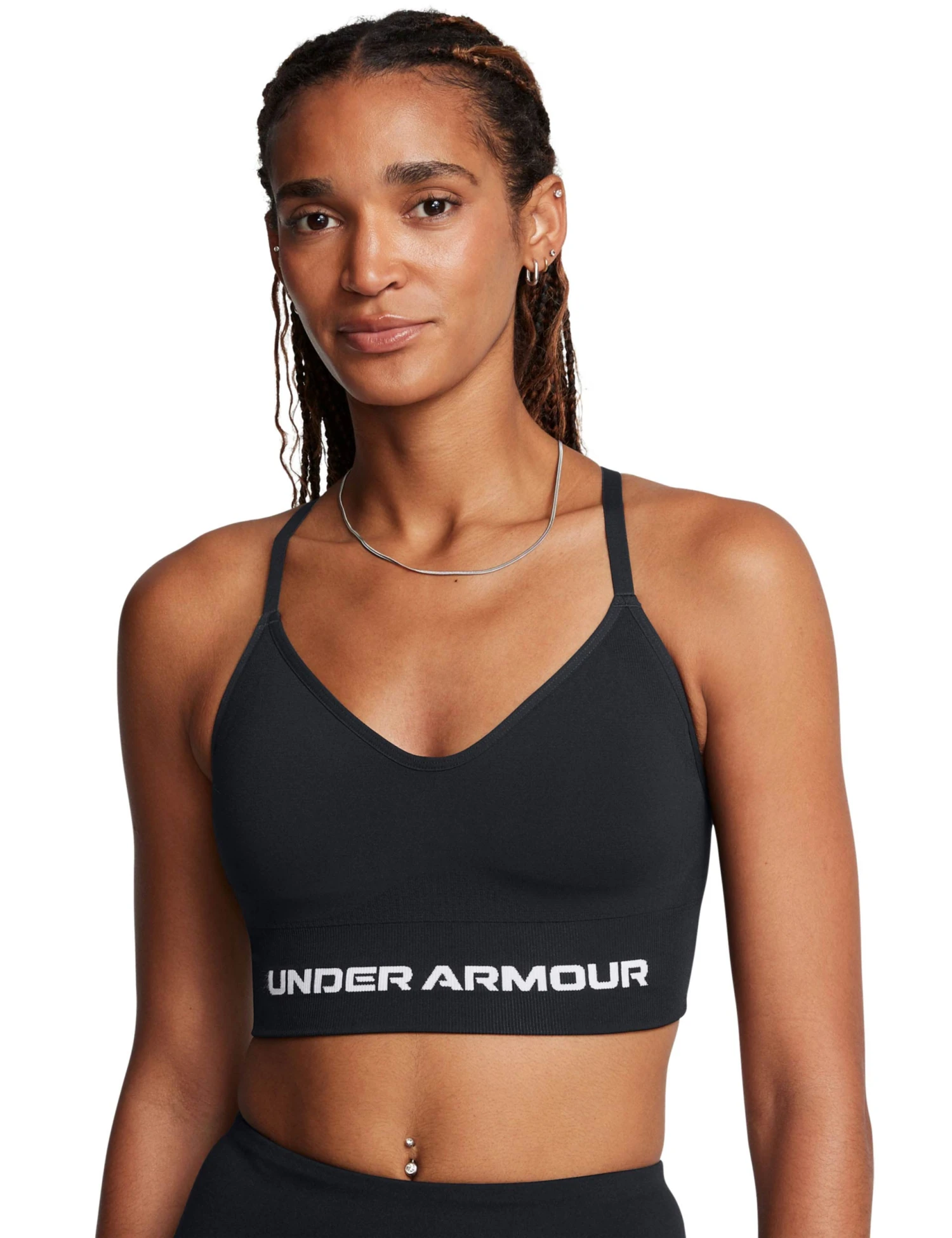Under Armour Vanish Seamless Low Sports Bra - Black/White 3 Under Armour Vanish Seamless Low Sports Bra - Black/White