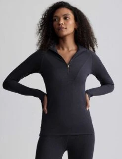 Varley Always Warm Half-Zip Base Layer Top - Black Marl 10 Varley Always Warm Half-Zip Base Layer Top - Black Marl -The Sports Edit Store varley always warm half zip base layer top black marl var01676 3
