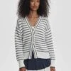 Varley Antonia Relaxed Cardigan - White/Blue Nights -The Sports Edit Store varley antonia relaxed cardigan white blue nights var02459 1