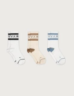 Varley Astley Active Sock 3 Pack - White & Birch Performance Socks