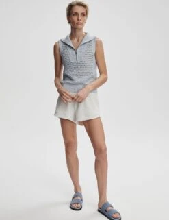 Varley Bains Half Zip Tank - Plein Blue -The Sports Edit Store varley bains half zip tank plein blue var01989 4