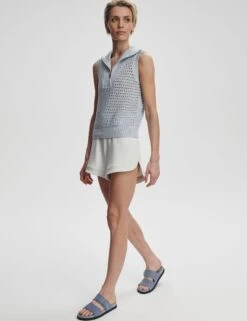 Varley Bains Half Zip Tank - Plein Blue -The Sports Edit Store varley bains half zip tank plein blue var01989 5