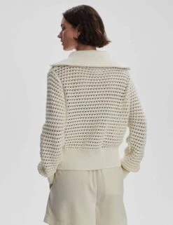Varley Eloise Zip-Through Knit - Egret -The Sports Edit Store varley eloise zip through knit egret var01791 3