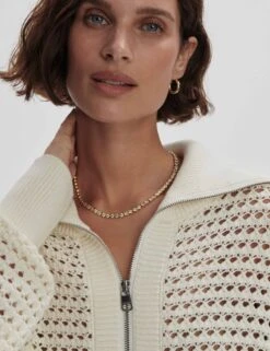 Varley Eloise Zip-Through Knit - Egret -The Sports Edit Store varley eloise zip through knit egret var01791 4