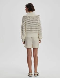 Varley Eloise Zip-Through Knit - Egret -The Sports Edit Store varley eloise zip through knit egret var01791 7