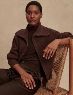 Varley Enrico Knit Jacket - Coffee Bean -The Sports Edit Store varley enrico knit jacket coffee bean var02762 5