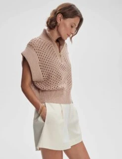 Varley Gaines Half-Zip Knit - Light Taupe -The Sports Edit Store varley gaines half zip knit light taupe var01798 2