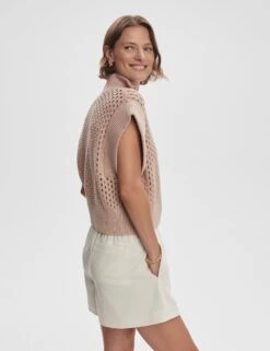 Varley Gaines Half-Zip Knit - Light Taupe -The Sports Edit Store varley gaines half zip knit light taupe var01798 3