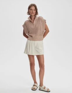 Varley Gaines Half-Zip Knit - Light Taupe -The Sports Edit Store varley gaines half zip knit light taupe var01798 4