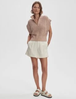 Varley Gaines Half-Zip Knit - Light Taupe -The Sports Edit Store varley gaines half zip knit light taupe var01798 7