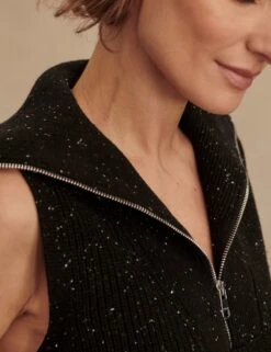 Varley Hally Half-Zip Rib Vest - Black Fleck -The Sports Edit Store varley hally half zip rib vest black fleck var02864 3