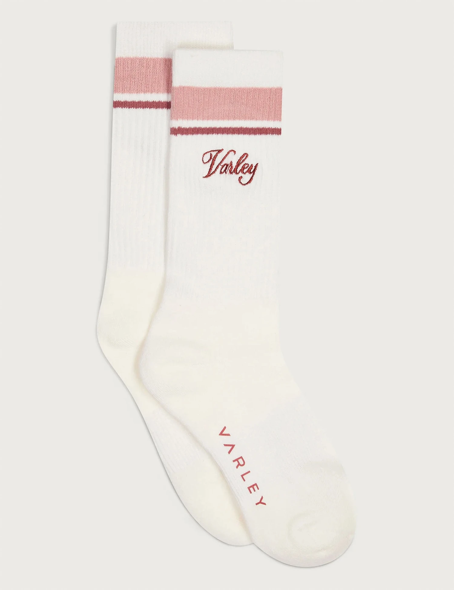 Varley Lamar Club Stripe Socks - Egret/Pale Mauve/Dusty Rose 3 Varley Lamar Club Stripe Socks - Egret/Pale Mauve/Dusty Rose