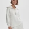 Varley Larson Half-Zip Sweat - Ivory Marl -The Sports Edit Store varley larson half zip sweat ivory marl var02444 1