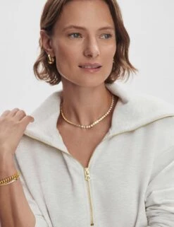 Varley Larson Half-Zip Sweat - Ivory Marl -The Sports Edit Store varley larson half zip sweat ivory marl var02444 5