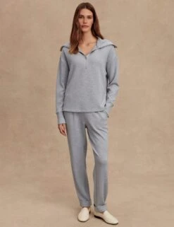 Varley Larson Half-Zip Sweat - Mid Blue Marl -The Sports Edit Store varley larson half zip sweat mid blue marl var02444 5