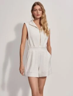 Varley Linvale Playsuit - Ivory Marl -The Sports Edit Store varley linvale playsuit ivory marl VAR01904 WHI 2