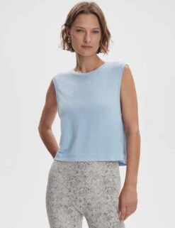 Varley Page Seamless Crop Tank - Cashmere Blue
