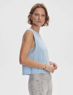 Varley Page Seamless Crop Tank - Cashmere Blue -The Sports Edit Store varley page seamless crop tank cashmere blue var01333 2