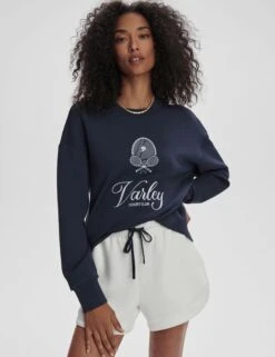 Varley Rasco Namesake Sweat - Navy/White -The Sports Edit Store varley rasco namesake sweat navy white var02476 6