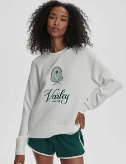Varley Rasco Namesake Sweat - White/Forest 11 Varley Rasco Namesake Sweat - White/Forest -The Sports Edit Store varley rasco namesake sweat white forest var02476 5