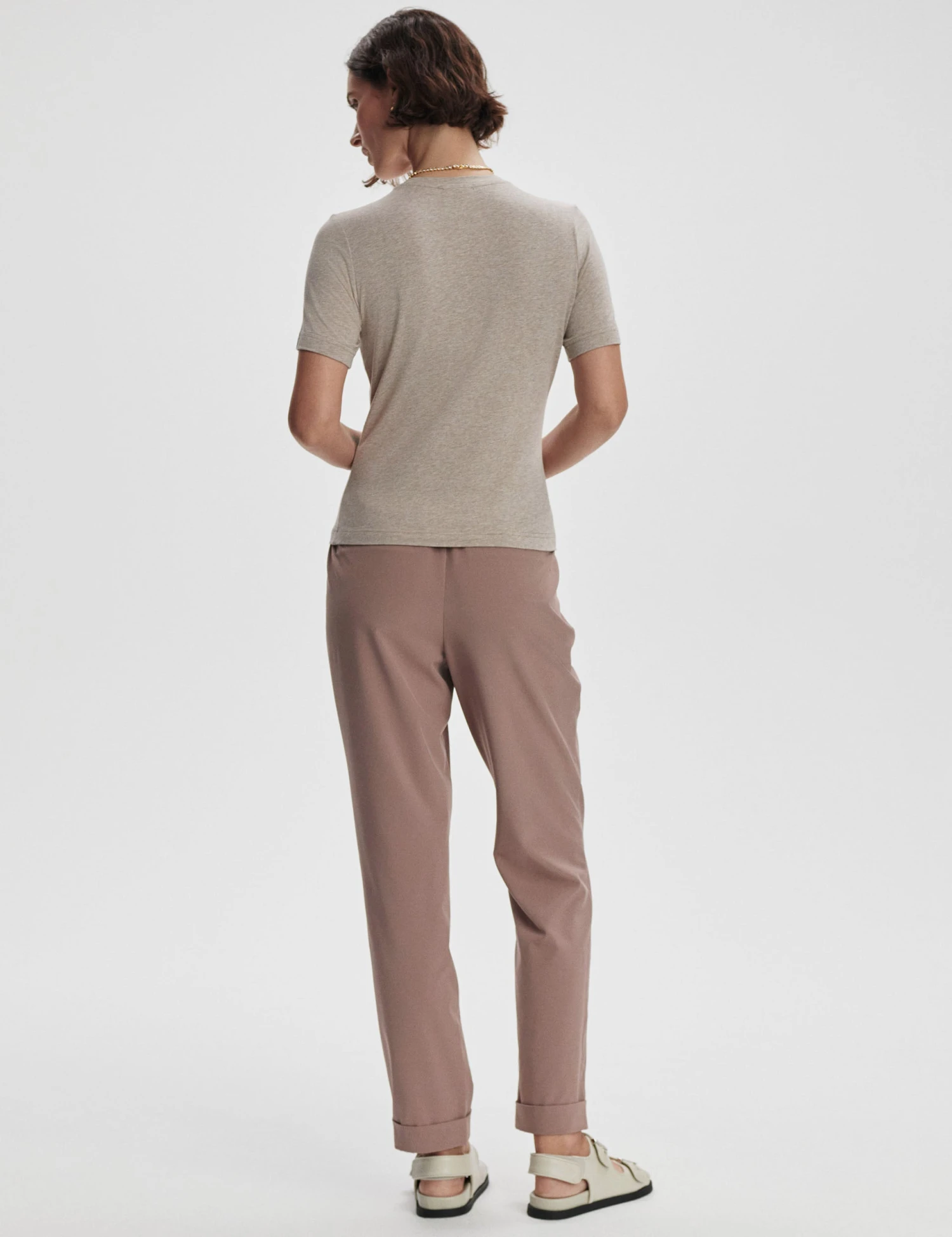 Varley Regina Fitted Tee - Taupe Marl 8 Varley Regina Fitted Tee - Taupe Marl - Image 6