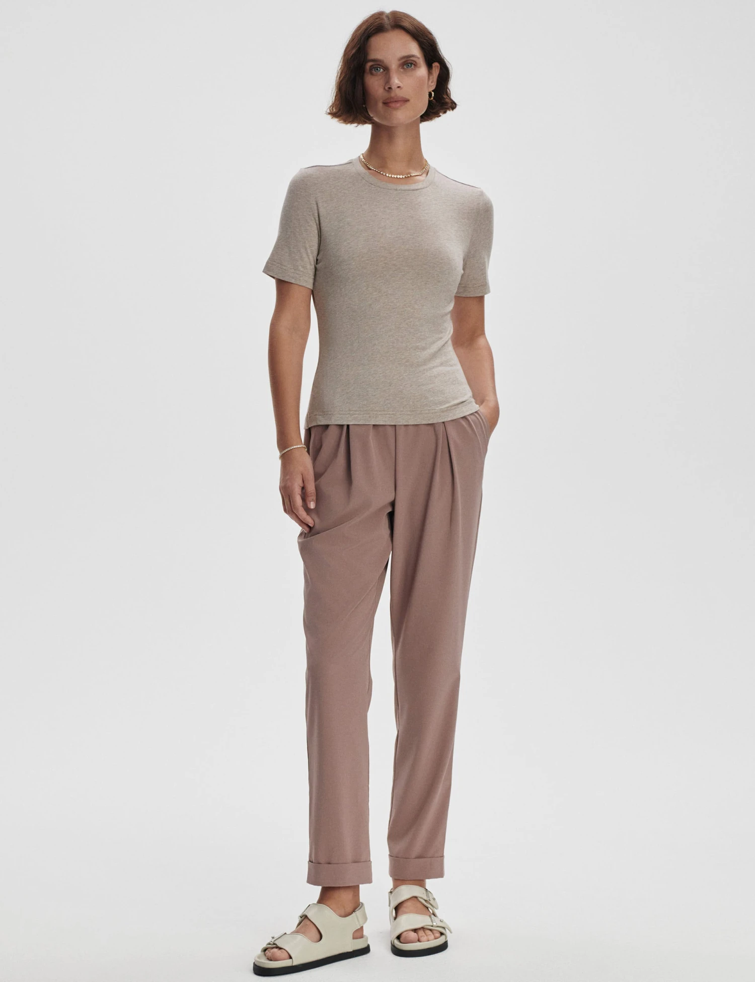 Varley Regina Fitted Tee - Taupe Marl 7 Varley Regina Fitted Tee - Taupe Marl - Image 5