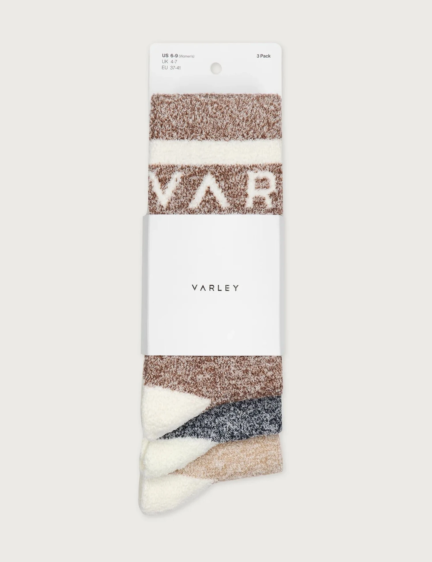 Varley Spencer Sock 3-Pack - Marl Acorn, Charcoal & Sand 4 Varley Spencer Sock 3-Pack - Marl Acorn, Charcoal & Sand - Image 2