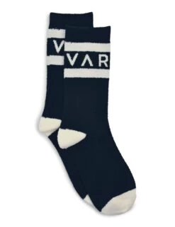 Varley Spencer Sock in Black/Egret - Plush Boucle Stripe Socks